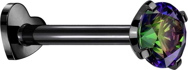 Produktbild Star Piercing Micro Labret Herz Innengewinde schwarz Kristall dunkel multicolor gefasst (ohne Messing, Titan G23)