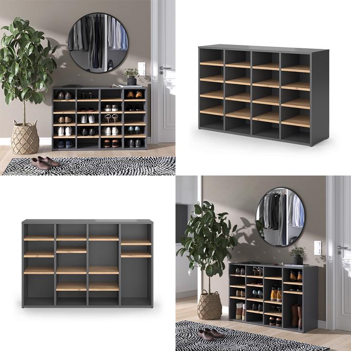 Produktbild Vicco Schuhschrank Lysander, Goldkraft Eiche/Anthrazit, 104 x 65.5 cm (104 x 32 x 122 cm)