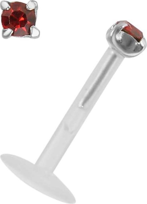 Bijouteria Piercing für Lippe/Tragus (Bioplast, Silber 925, Kristall)