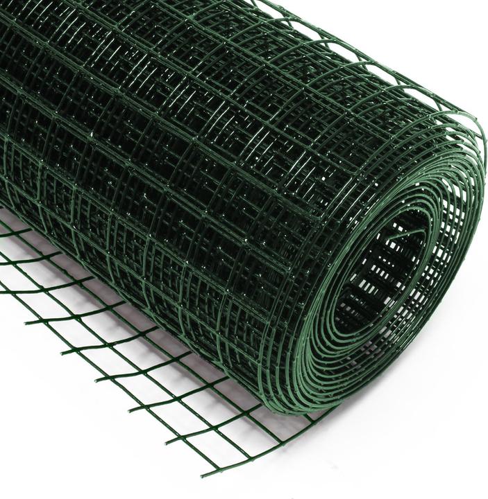 Actual product image Wiltec Green Wire Mesh 25x25mm Squares 25m Roll, 50cm Width, made of Galvanised PVC Coated Steel