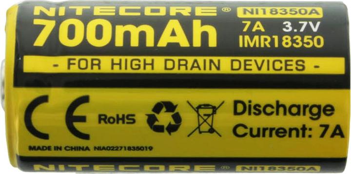Actual product image Nitecore 18350 Li-Ion IMR Akku