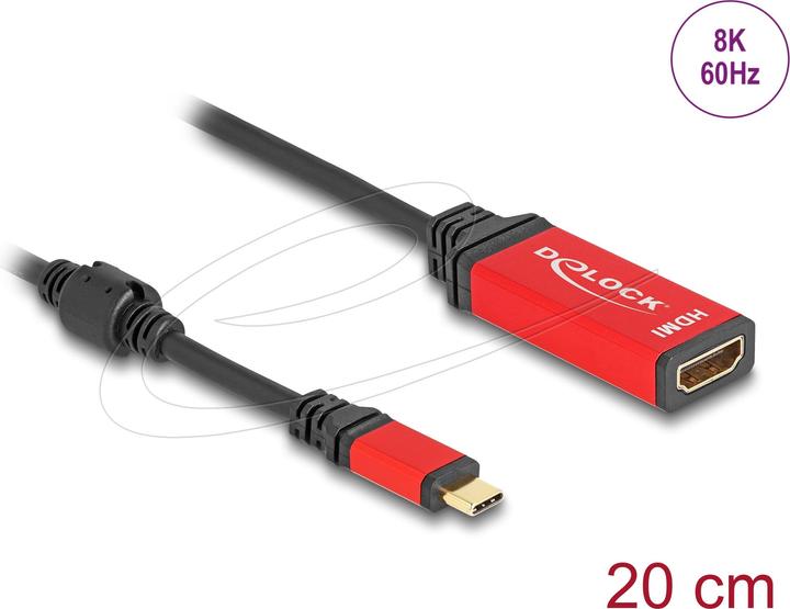 Produktbild Delock USB Type-C™ zu HDMI Adapter (DP Alt Mode) 8K 60 Hz mit HDR Funktion rot (HDMI, 17 cm)