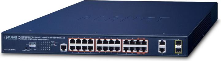 Produktbild Planet 4-Port GE 802.3bt + 20-Port GE 802.3at + 2Port TP/SFP (26 Ports)