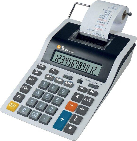 Produktbild Twen Tischrechner 120 PD blau/rot 154 x 58 x 219 mm (B x H x T) Batterie Netzbetrieb grau/schwarz (Batterien)