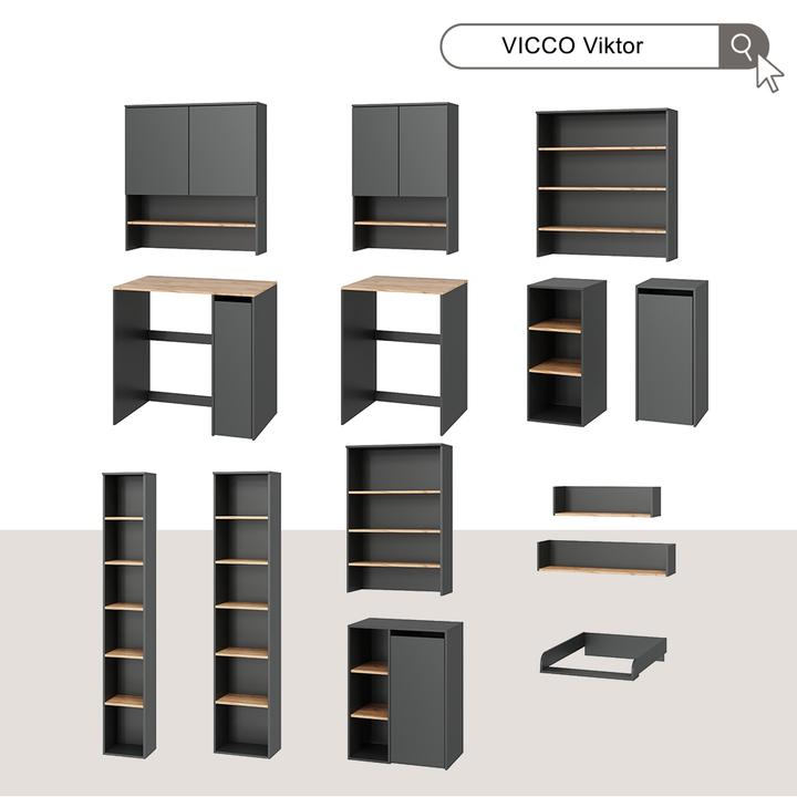 Actual product image Vichy Waschmaschinenoberschrank Viktor, Anthrazit/Goldkraft Eiche, 68 x 100.4 cm