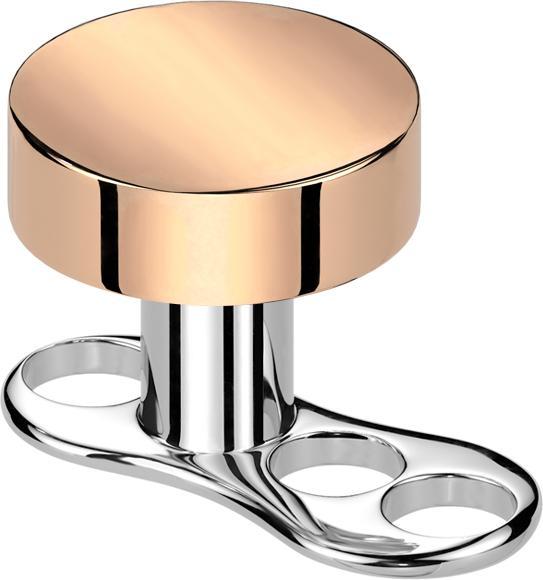 Star Piercing Dermal Anchor Innengewinde silber mit flachem Zylinder rosegold (ohne Messing, Titan G23)