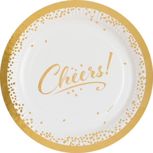 Produktbild Riethmüller 8 Teller Cheers Golden Wishes rund Papier 23 cm (12 x)