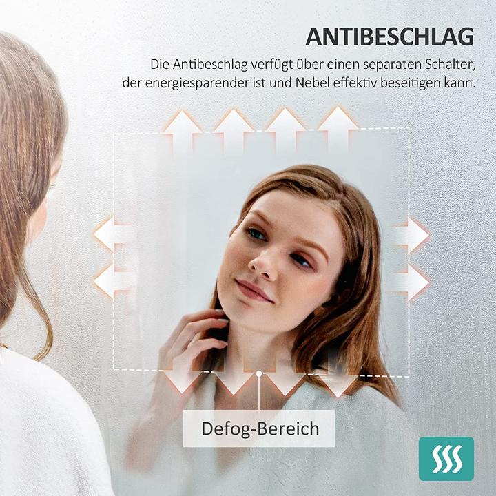 Actual product image Emke Bathroom Mirror With Lighting 80*60cm,Fog-Free, 3000K/6500K,Bouton Switch