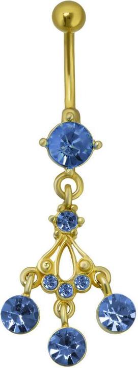 Bijouteria Bauchpiercing (PVD Beschichtung (goldfarbig), Messing, Chirurgenstahl 316L, Kristall)