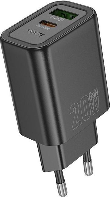 Actual product image Hoco Adapter N61 Gentle PD20W+QC3.0 charger(EU) Black (20 W)