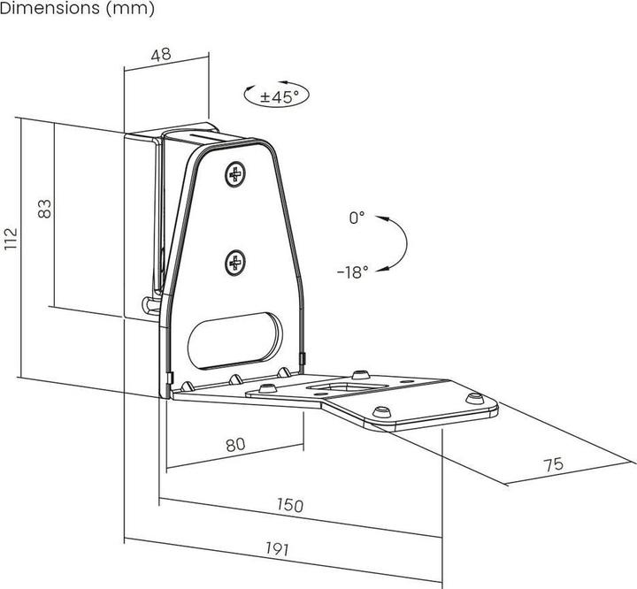 Actual product image myWall 2 wall brackets for SONOS Era 300 speakers (1 pcs., Wall installation, Tiltable, Rotatable)