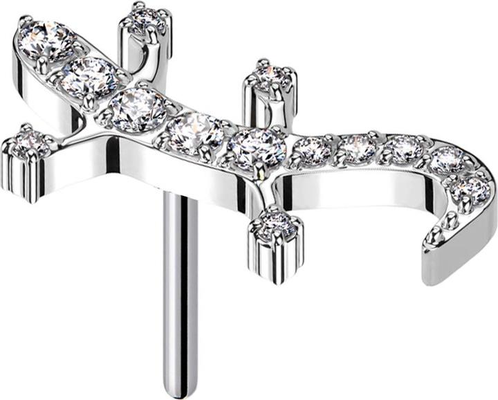 Star Piercing Threadless Echse silber Kristalle silber (ohne Messing, Titan G23)