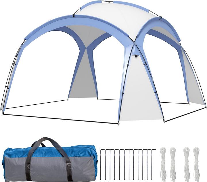 Produktbild Outsunny Event Pavillon Polyester, Fiberglas Hellblau (350 cm, 350 cm)
