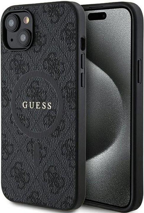 Immagine prodotto Guess GUHMP14SG4GFRK Custodia rigida per iPhone 14 / 15 / 13 6.1" in pelle nera 4G Collection Logo in (Apple iPhone 14, Apple iPhone 15, Apple iPhone 13)