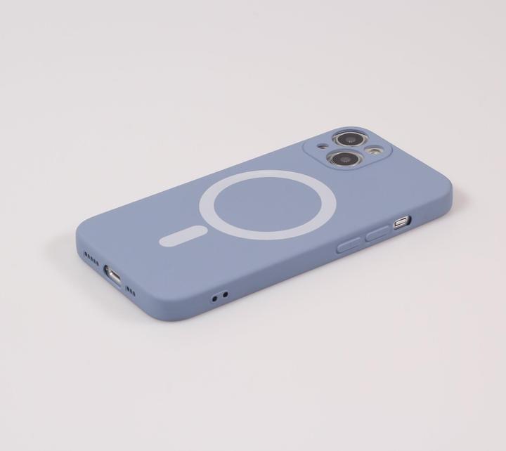 Produktbild PhoneLook Hülle Soft-Shell silikon cover mit MagSafe und Kameraschutz grau (Apple iPhone 15 Plus)