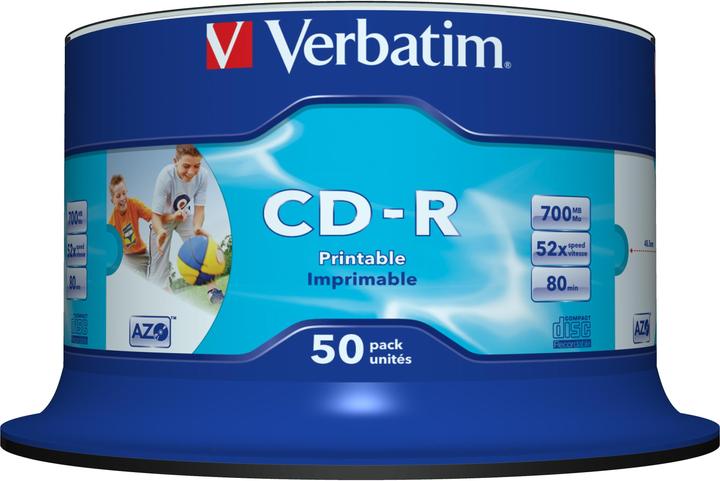 Verbatim CD-R, 52x, 700MB, 50er Spindel, bedruckbar (50 x)