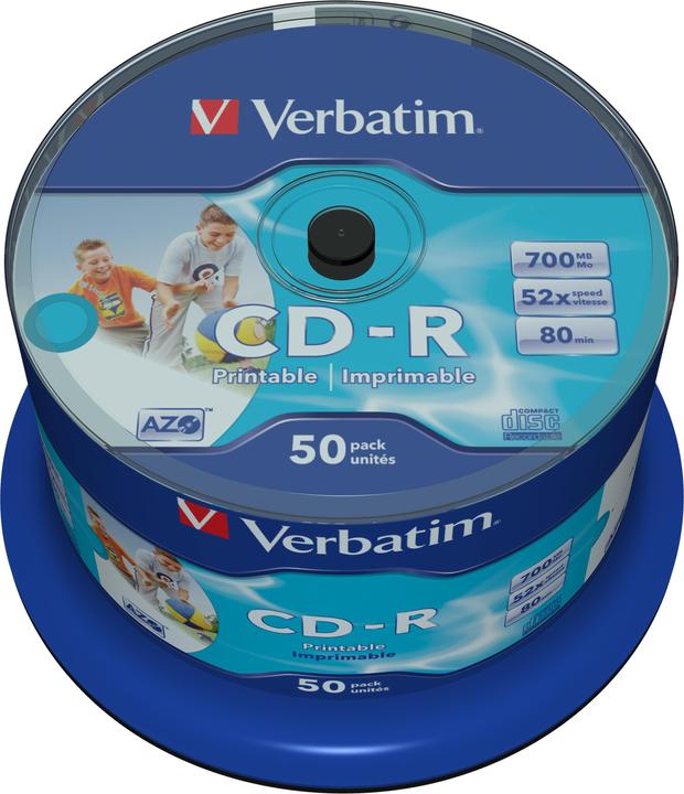 Image du produit Verbatim CD-R, 52x, 700MB, 50 broches, imprimable (50 x)