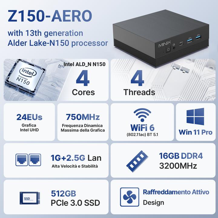 Produktbild Minix NEO Z150-Aero 512 GB (Intel N150, 16.38 GB, 64 GB)
