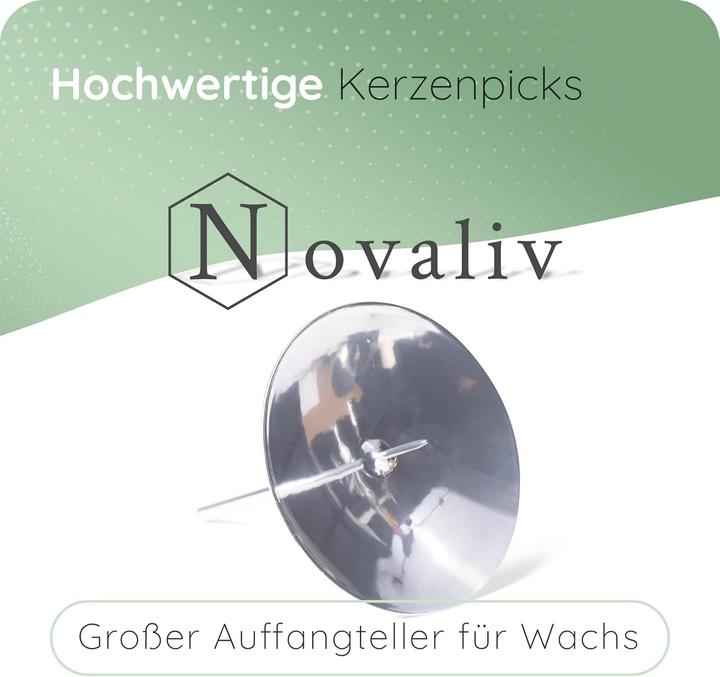 Produktbild Novaliv 4x Kerzenpick mit Dorn 6cm SILBER Kerzenhalter Adventskranz Adventskerzenhalter Kerzenteller