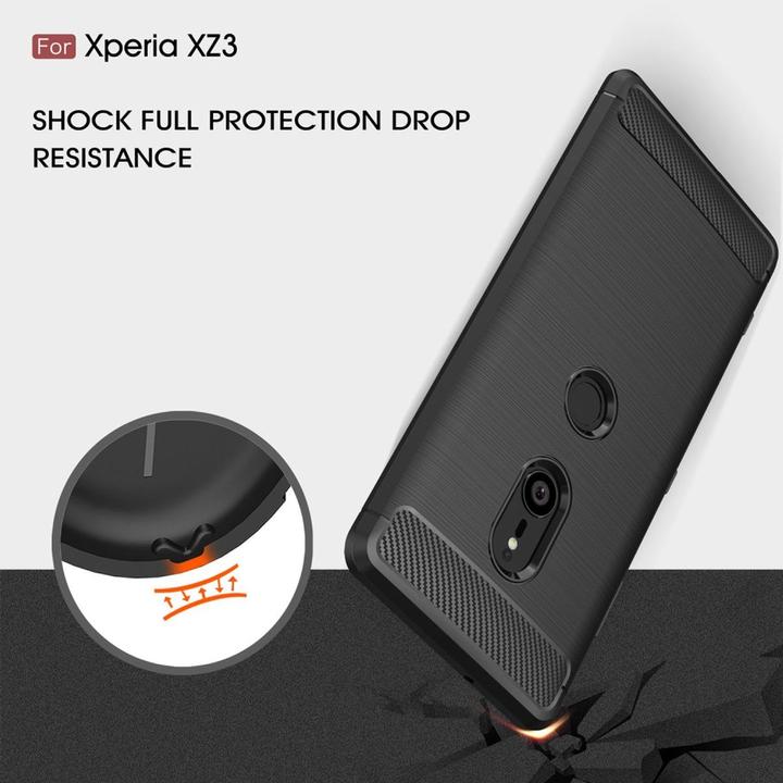 Produktbild König Design Hülle Handy Schutz für Motorola Moto Z3 Case Cover Bumper Carbon Optik TPU Blau (Motorola Moto Z3)