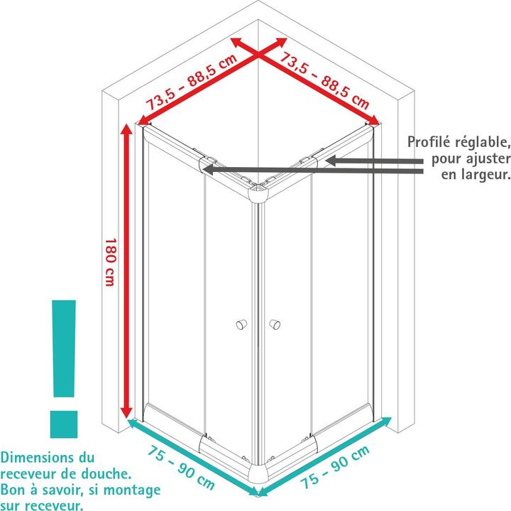 Produktbild Schulte Sunny (90 cm, 90 cm, 180 cm)