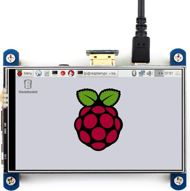 Produktbild WaveShare 4" HDMI IPS LCD für Raspberry Pi, 800 x 480 HighRes mit Touchscreen (Display)