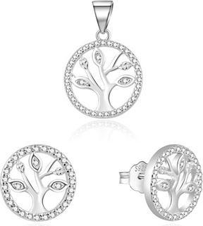 Beneto Tree of Life Matching Jewelry Set AGSET235L (Pendant, Earrings)