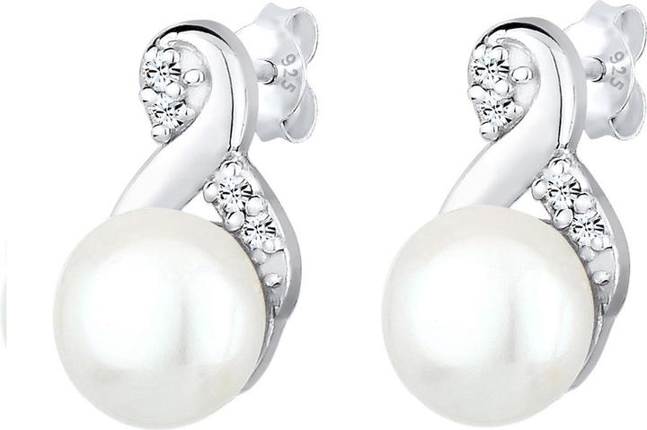 Elli Infinity, Perle, Perlenohrstecker (925er Sterling Silber, Süsswasserzuchtperlen, Glaskristall)