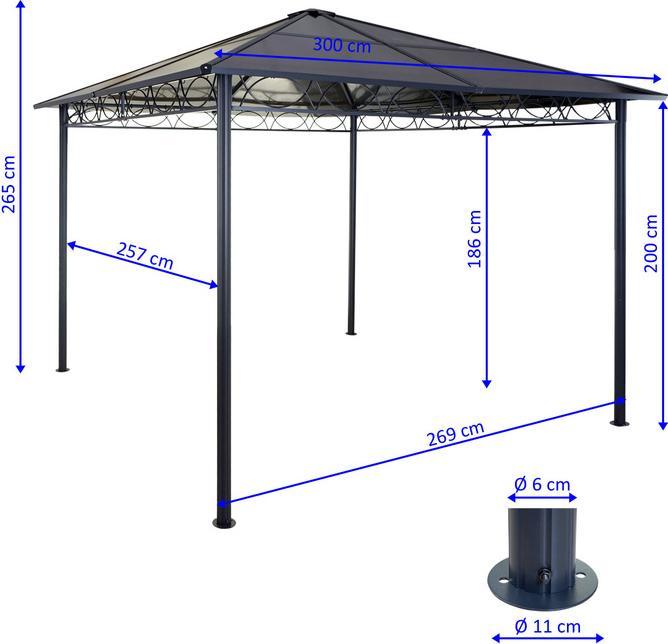 Actual product image Swisshandel24 Hardtop Pergola Garden Pavilion, Plastic Roof Side Wall Alu Light Grey 3x3m - 27113 (300 cm, 300 cm)