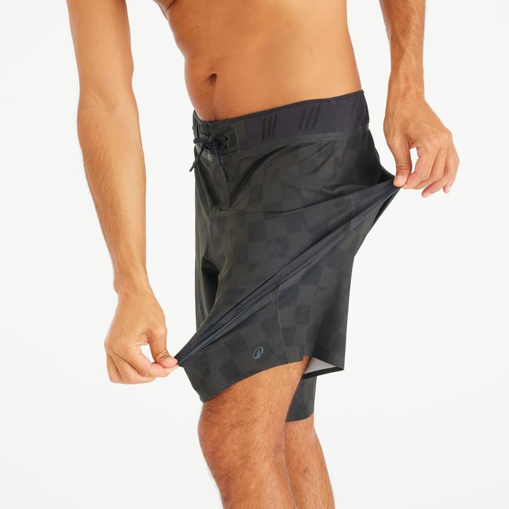 Produktbild Olaian Boardshorts Herren lang Morpho Checky 20" schwarz (42)