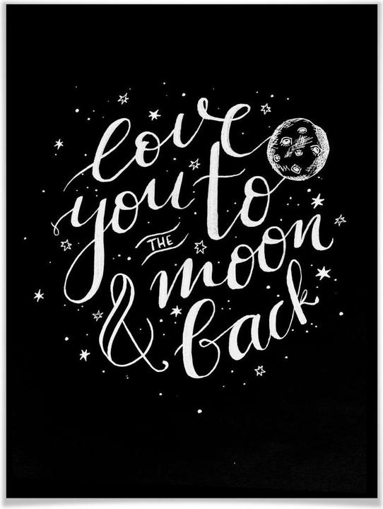 Produktbild Trenddeko Love you to the moon and back - handlettering - schwarz negativ (60 x 80 cm)