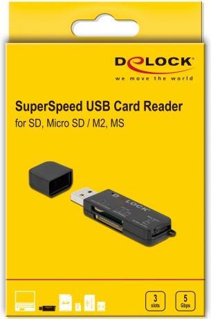 Immagine prodotto Delock Lettore di schede USB SuperSpeed per schede di memoria SD / Micro SD / MS (USB-C 3.2 Gen 1)
