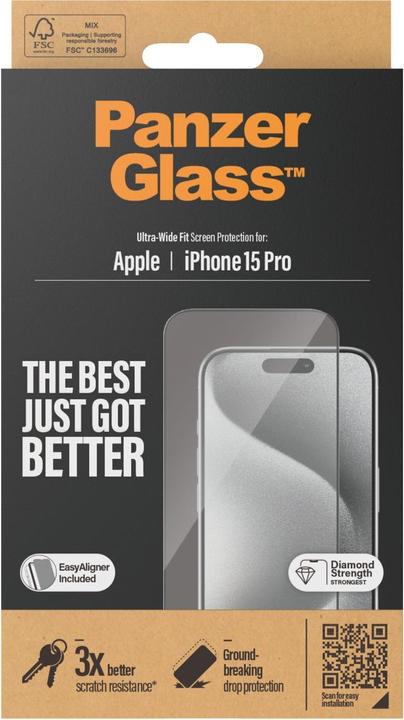 Immagine prodotto PanzerGlass Proteggi schermo Privacy Ultra-Wide Fit (1 Pezzo/i, Apple iPhone 15 Pro)
