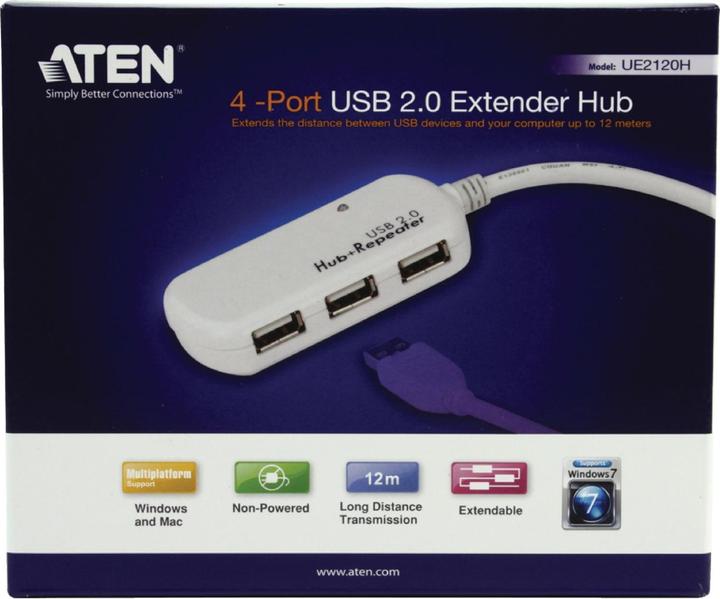 Actual product image Aten USB 2.0 extender with 4-port hub (USB-A, 4 Ports)