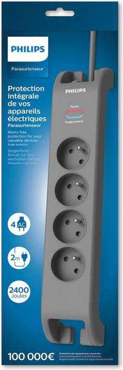 Produktbild MCL Philips Multiplug Sp 4-Socket 2m Grey (4 x, 2 m)