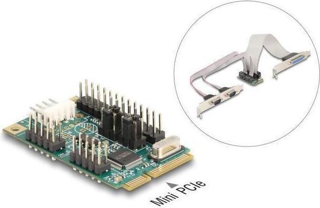 Actual product image Delock Mini PCIe I/O PCIe full size 1 x parallel, 2 x serial