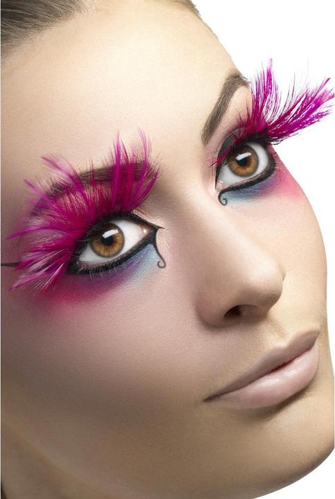 Smiffys Rosa Federn Augenwimpern (Künstliche Wimpern)