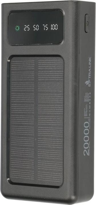 Produktbild Extralink EPB-092 20000mAh Czarny | Powerbank | Solar Power bank, USB-C (20000 mAh, 10 W, 74 Wh)