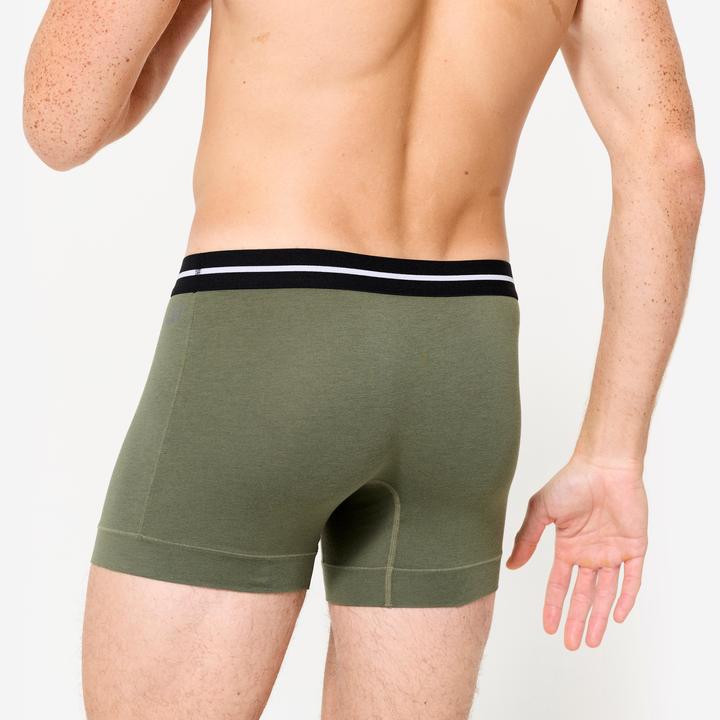 Produktbild Domyos Sport-Boxershorts Herren hoher Baumwollanteil 2er-Pack - grün/grau (L, 2er Pack)