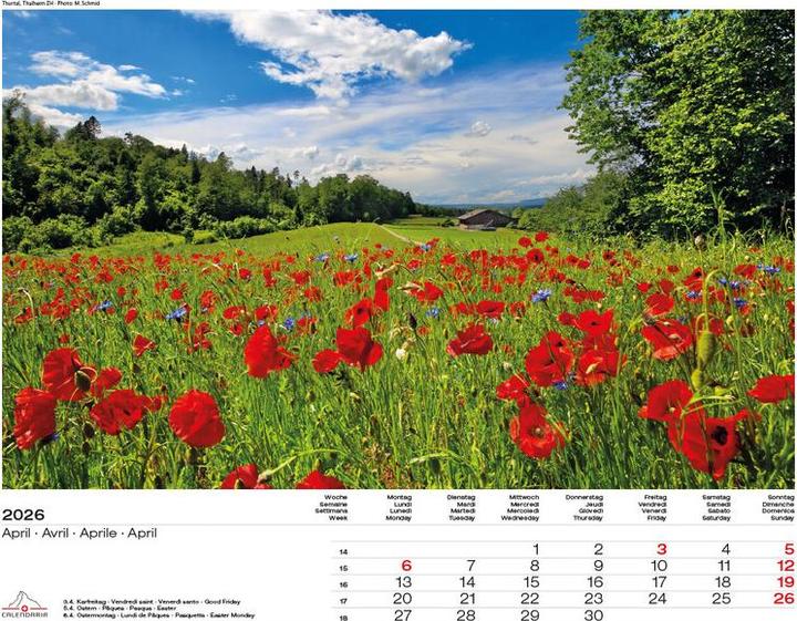 Immagine prodotto Schweiz-Suisse-Svizzera-Switzerland 2026 (40 x 31 cm, Copertina rigida, Francese, Tedesco)