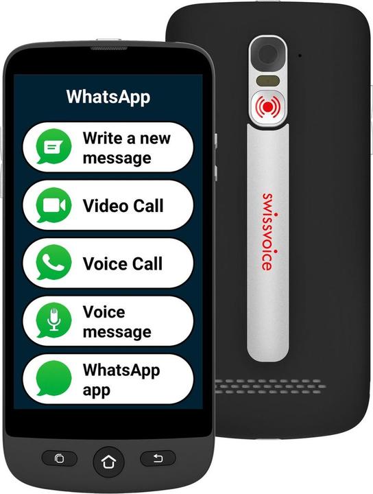 Actual product image Swissvoice S510M Senior smartphone Simlockvrij - 4G+ - SOS knop - Android 12 - Whasapp (16 GB, Charcoal, 5", Dual SIM, 8 Mpx, 4G)