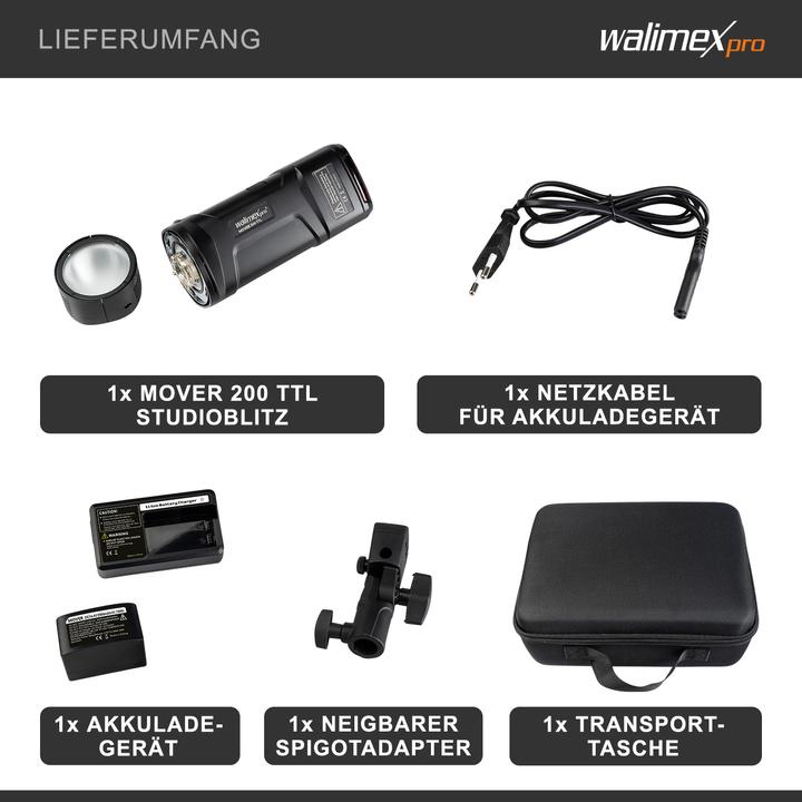 Produktbild Walimex pro Studio-Akkublitz Mover 200 TTL (200 W, Blitzkopf)