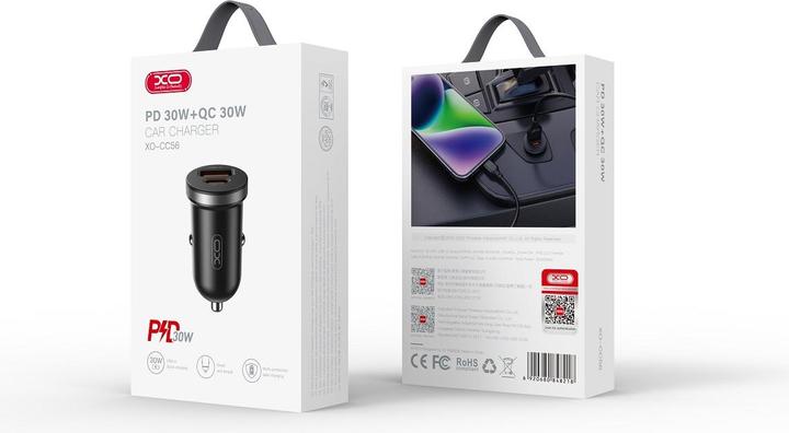 Produktbild xO Kfz-Ladegerät CC56 PD 30W QC 1x USB 1x USB-C schwarz