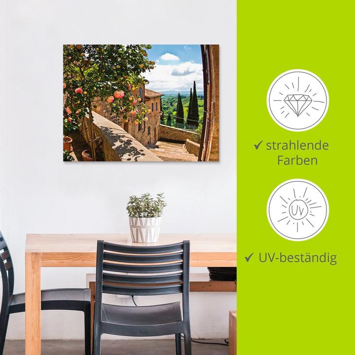 Produktbild Artland Rosen auf Balkon Toskanalandschaft T4QS (60 x 45 cm)