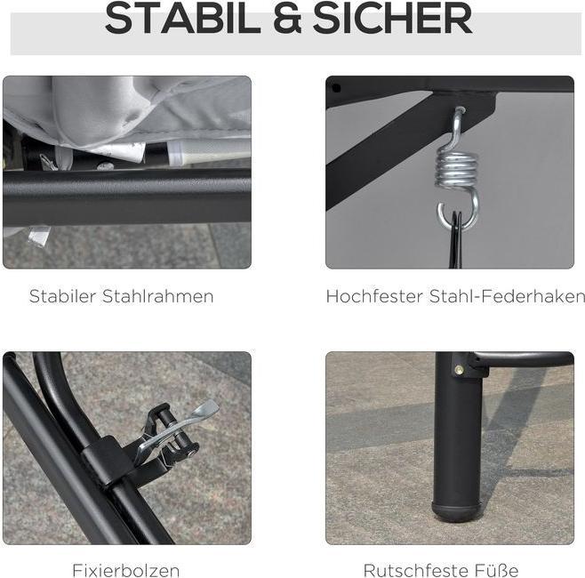 Produktbild Swisshandel24 Hollywoodschaukel Gartenschaukel Schaukel Schaukelbank mit Liege-Funktion, 3 Sitzer, Metall+Polyeste