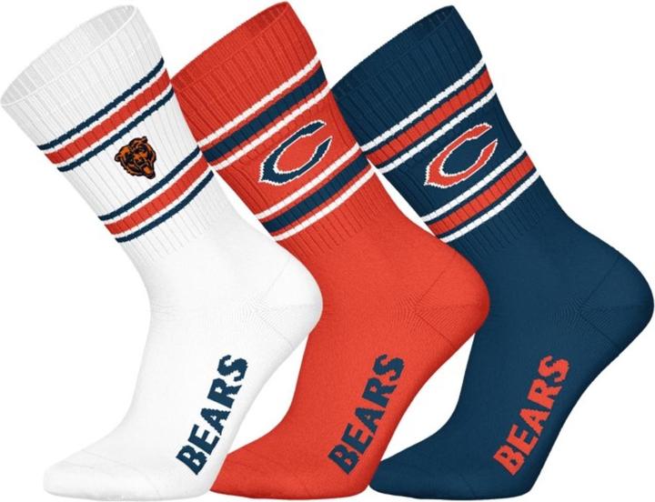 Actual product image Barefoot Chicago Bears 3pk Crew Socks 39-42 (39 - 42)