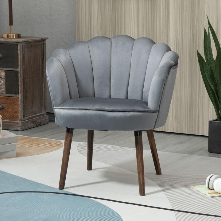 Produktbild Homcom Stuhl Lotusblumen-Design, Elegante Ergänzung für Ihren Wohnbereich, Luxuriöser Samt-Polyester Bezug