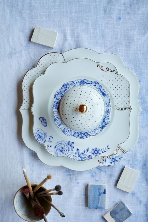 Produktbild PIP Studio Royal Yerseke Servierplatte white blue 22 cm