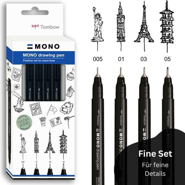 Produktbild Tombow Fudenosuke Triology Set (Schwarz, 0.60 mm, 3 x)