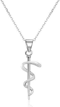 Beneto Silver necklace with pendant AeskulapÂ's stick AGS1152 / 47 (chain. pendant) (L)